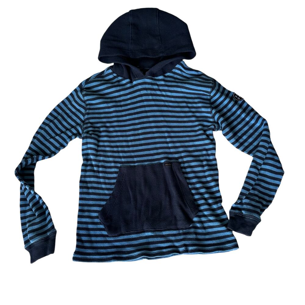 Volcom Boys' Blue Striped Thermal Hoodie - Size 11/12